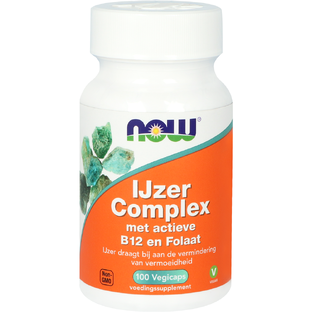 NOW IJzer Complex met actieve B12 en Folaat Vegicaps 100VCP NOW IJzer Complex met actieve B12 en Folaat Vegicaps 100VCP