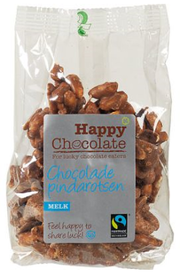 Happy Chocolate Chocolade Pindarotsen Melk 150GR Happy Chocolate Chocolade Pindarotsen Melk 150GR