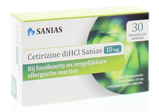 Sanias Cetirizine 10mg Tabletten - bij hooikoorts en vergelijkbare allergische reacties - 30TB Sanias Cetirizine 10mg Tabletten - bij hooikoorts en vergelijkbare allergische reacties - 30TB