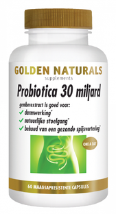 Golden Naturals Probiotica 30 Miljard Capsules 60VCP Golden Naturals Probiotica 30 Miljard Capsules 60VCP
