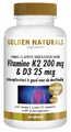 Golden Naturals Vitamine K2 200mcg & D3 25mcg Capsules 180VCP