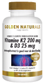 Golden Naturals Vitamine K2 200mcg & D3 25mcg Capsules 180VCP Golden Naturals Vitamine K2 200mcg & D3 25mcg Capsules 180VCP