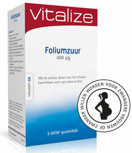 Vitalize Foliumzuur 400mcg Tabletten 90TB Vitalize Foliumzuur 400mcg Tabletten 90TB