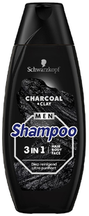 Schwarzkopf Men Charcoal + Clay 3-in-1 Shampoo 400ML