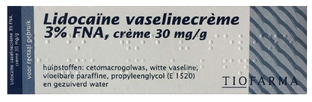 Tiofarma Lidocaïne Vaselinecrème 3% FNA 30GR Tiofarma Lidocaïne Vaselinecrème 3% FNA 30GR