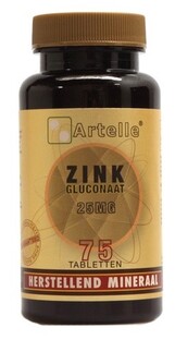 Artelle Zink Gluconaat 25mg Tabletten 75TB Artelle Zink Gluconaat 25mg Tabletten 75TB
