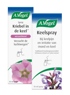 A.Vogel Keelspray 30ML + Spray Kriebel in de Keel 30ML Combiverpakking 2ST A.Vogel Keelspray 30ML + Spray Kriebel in de Keel 30ML Combiverpakking 2ST