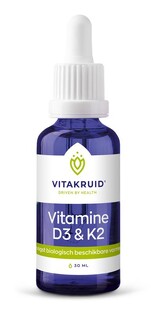 Vitakruid Vitamine D3 & K2 (MenaQ7®) met druppelpipet 30ML Vitakruid Vitamine D3 & K2 (MenaQ7®) met druppelpipet 30ML