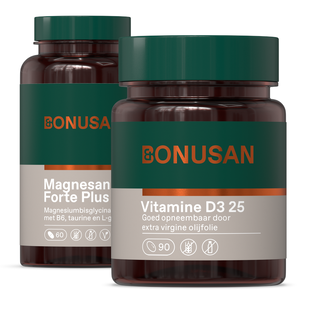 Bonusan Magnesan Forte Plus + Vitamine D3 25mcg/1000 IE Combiset 2 stuks 