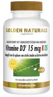 Golden Naturals Vitamine D3 15 mcg Kids Kauwtabletten 120KTB Golden Naturals Vitamine D3 15 mcg Kids Kauwtabletten 120KTB