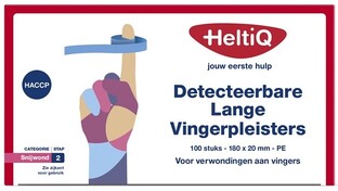 HeltiQ Detecteerbare Lange Vingerpleisters Pe 180x20mm 100ST  HeltiQ Detecteerbare Lange Vingerpleisters Pe 180x20mm 100ST