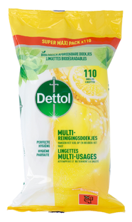 De Online Drogist Dettol Power & Fresh Multi-Reinigingsdoekjes Citrus Maxi 110ST aanbieding