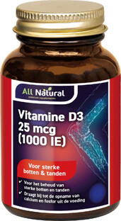 All Natural Vitamine D3 25 mcg (1000 IE) Capsules 90CP