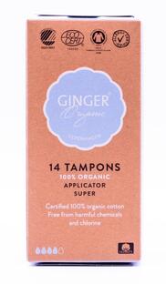 Ginger Organic Tampons Super Met Applicator 12ST