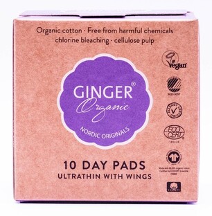Ginger Organic Maandverband Ultradun 10ST Ginger Organic Maandverband Ultradun 10ST