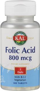 Kal Foliumzuur 800mcg & B12 Tabletten 100TB