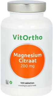 VitOrtho Magnesium Citraat Tabletten 200mg 100TB VitOrtho Magnesium Citraat Tabletten 200mg 100TB