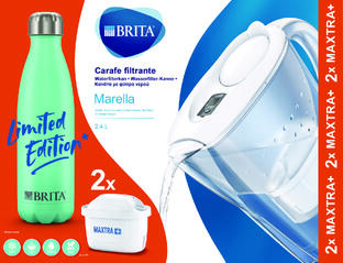 Brita Waterfilterbundel Marella Cool White + Thermosfles 2,4LT