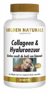 De Online Drogist Golden Naturals Collageen & Hyaluronzuur Tabletten 60TB aanbieding