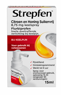 Strepfen Citroen en Honing Suikervrij 8,75mg Keelspray 15ML Strepfen Citroen en Honing Suikervrij 8,75mg Keelspray 15ML