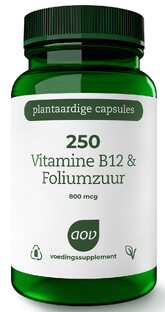 AOV 250 Vitamine B12 & Foliumzuur Vegacaps 60VCP AOV 250 Vitamine B12 & Foliumzuur Vegacaps 60VCP
