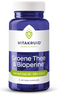 Vitakruid Groene Thee & Bioperine® >50% EGCG >80% catechines 60VCP Vitakruid Groene Thee & Bioperine® >50% EGCG >80% catechines 60VCP