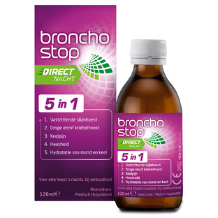 Bronchostop Direct Nacht 5-in-1 Hoestdrank 120ML Bronchostop Direct Nacht 5-in-1 Hoestdrank 120ML