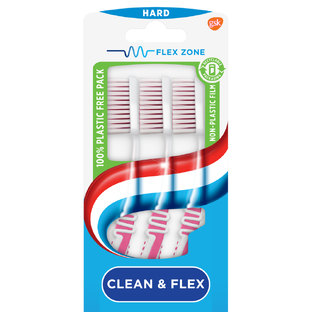 Aquafresh Clean & Flex Tandenborstel Hard - 2+1 gratis in 100% plasticvrije verpakking 3ST