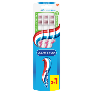Aquafresh Clean & Flex Tandenborstel Medium 3ST Aquafresh Clean & Flex Tandenborstel Medium 3ST