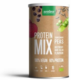 De Online Drogist Purasana Pea Sunflower Proteine Mix Biet Açai 400GR aanbieding