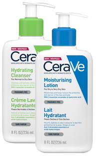 CeraVe Combi Hydraterende Melk en Hydraterende Reinigingscrème - 2 stuks CeraVe Combi Hydraterende Melk en Hydraterende Reinigingscrème - 2 stuks
