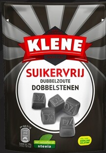 Klene Dubbelzoute Dobbelstenen Suikervrij 105GR Klene Dubbelzoute Dobbelstenen Suikervrij 105GR