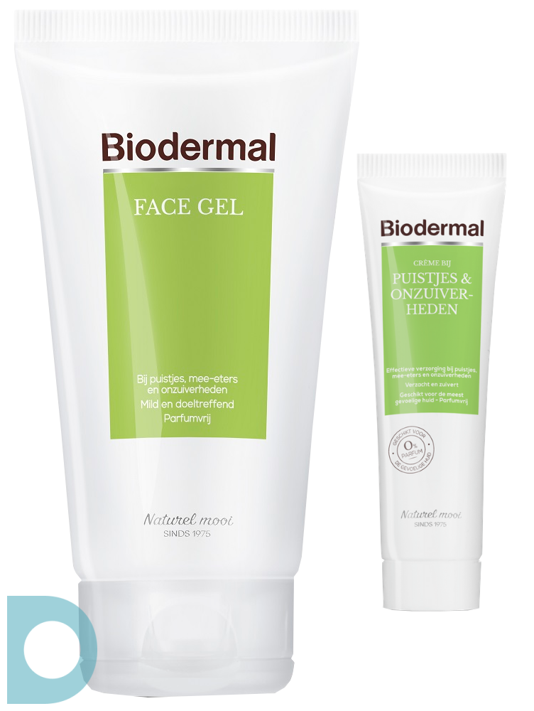 slank Bont binden Biodermal Face Wash en Creme bij Puistjes & Onzuiverheden Combipakket