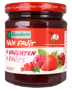 Damhert Puur Fruit Confituur 4 Vruchten 315GR Damhert Puur Fruit Confituur 4 Vruchten 315GR