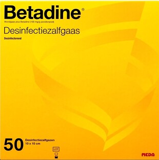 Betadine Desinfectie Zalfgaas 10x10cm 50ST Betadine Desinfectie Zalfgaas 10x10cm 50ST
