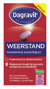 Dagravit Weerstand Suikervrije Kauwtabletten 60KTB Dagravit Weerstand Suikervrije Kauwtabletten 60KTB