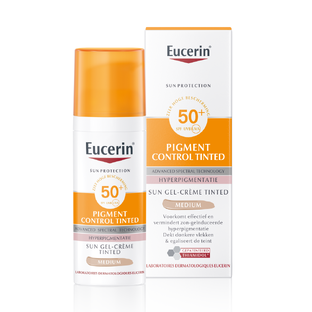 De Online Drogist Eucerin Sun Crème-Gel Pigment Control Tinted Medium SPF50 50ML aanbieding