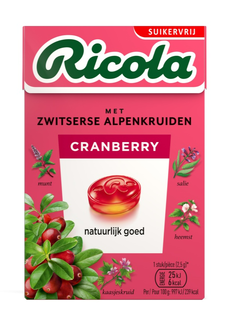Ricola Kruidenpastilles Cranberry Suikervrij 50GR Ricola Kruidenpastilles Cranberry Suikervrij 50GR