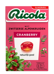 Ricola Kruidenpastilles Cranberry Suikervrij 50GR